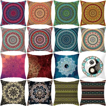 

Pillow Cover Cushion Covers Boho Mandala Printing Peached Pillowcloth Decoration for Home Car Bed Sofa Living Room