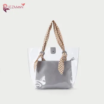 

RIEZMAN Bag Women Fashion PVC Jelly Bag 2020 New Transparent Shoulder Bag Designer Handbag Summer Beach Bags Ladies Hand Bags