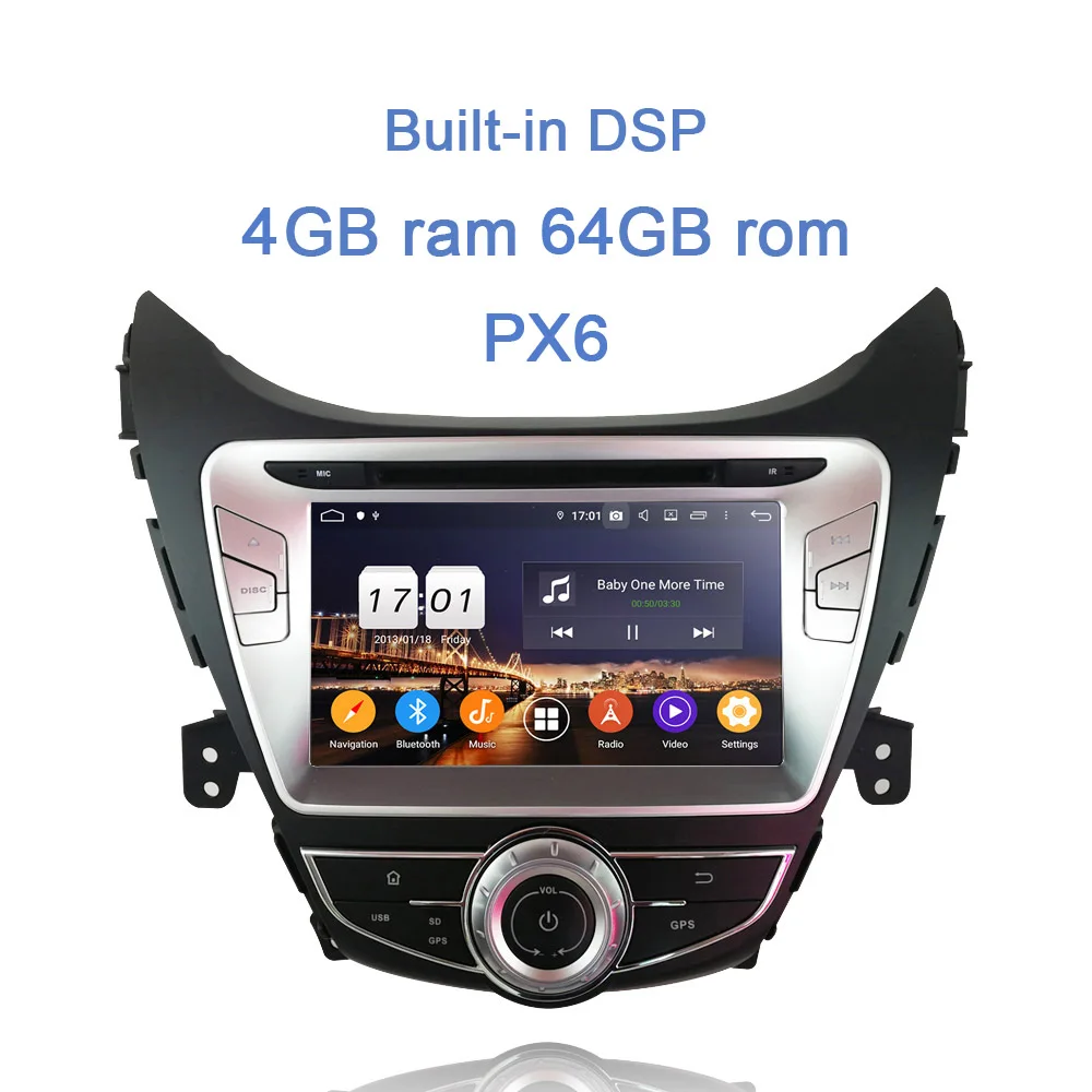 PX6 DSP " Android 9,0 Bluetooth 4,2 8 ядерный 4 Гб ram автомобильный dvd-плеер gps RDS Авторадио для hyundai Elantra Avante I35 2011-2013 - Цвет: PX6 with 64GB ROM