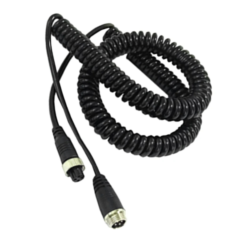 Black 4 Pin Car Video Backup Camera Extension Line Spring Cable Wire 5m