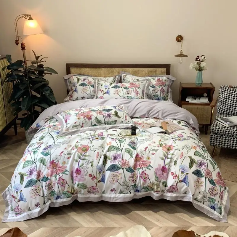 

21 Long Staple Cotton Digital Printing of American flower Bedding Set Bedding Sets Bed Sheet Bedding Sets Duvet Cover 4PCS