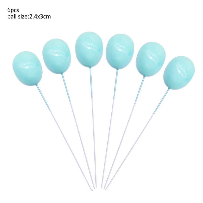 6pcs light blue ball Радуга Единорог торт Топпер Свадьба День Рождения Торт украшения Детские сувениры флажки для торта кекс Топпер Единорог вечерние принадлежности - Цвет: 6pcs light blue ball