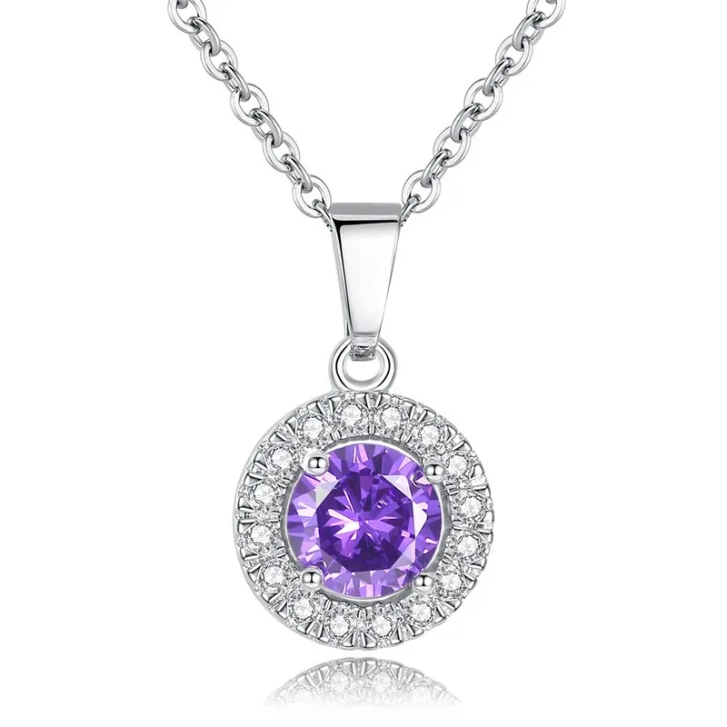 

2021 New Classical AAA High-Quality Round Zircon Pendant Necklaces Fine Crystal Clavicle Necklaces Women&Girl Party Jewelry Gift