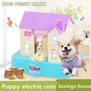 

Cute Dog House Piggy Bank Stealing Money Saving Box with Music Playing for Boys Girls S7JN