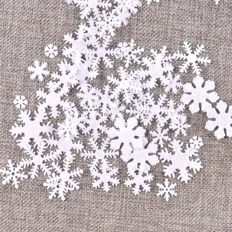 Mix Applique Polyester Felt Artificial Snowflake Patch Sticker 100Pcs/lot DIY Crafts Christmas Decoration
