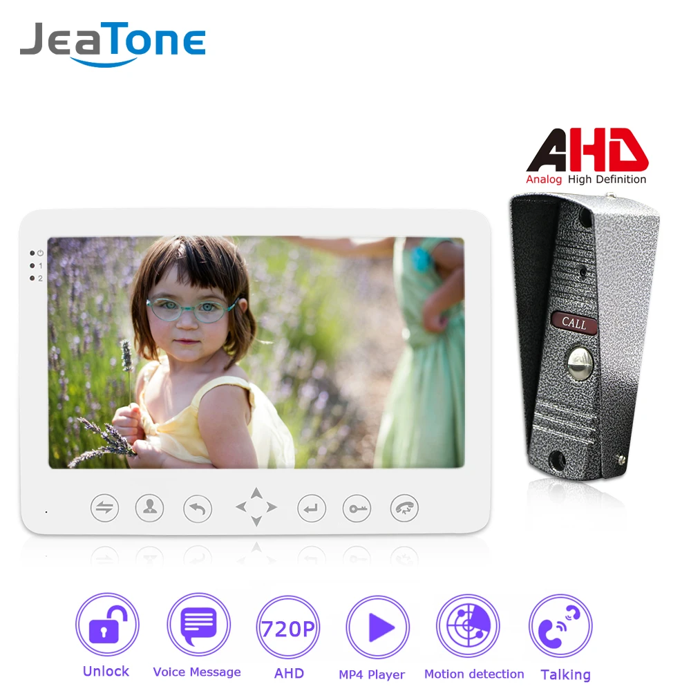 720P/AHD 7'' Video Door Phone Intercom System Waterproof Camera Support Mulit-language/Voice message/Moving Detection/MP4 Player