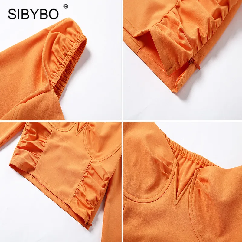SIBYBO, весенние плиссированные тонкие сексуальные женские топы с v-образным вырезом, с длинным рукавом, с открытой спиной, короткая футболка, Женская однотонная Повседневная укороченная футболка для женщин