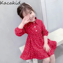 Новинка, весенне-осеннее платье для девочек возрастом от 1 года до 8 лет Детское платье в горошек с длинными рукавами для девочек хлопковая детская одежда для девочек платье принцессы