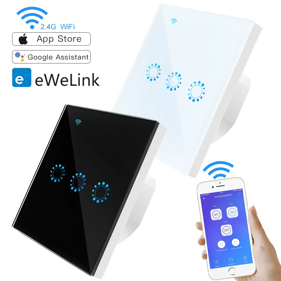 Смарт-выключатель сенсорный с поддержкой Wi-Fi 1/2/3 кнопок | Обустройство дома