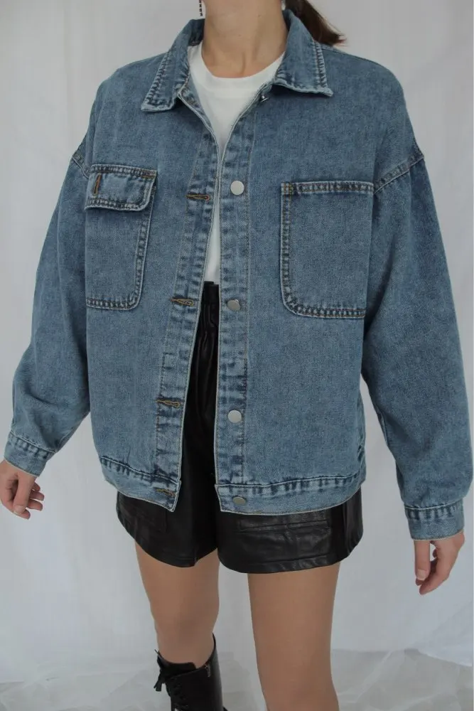 Syiwidii Jean Jacket Women Clothes Oversized Jeans Denim Coat Korean Coats Spring Fall 2021 New Jackets for Women Solid Casual