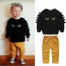 Комплект детской одежды для мальчиков от 2 до 6 лет, осень, черный пуловер с рисунком глаз толстовка для мальчиков спортивные штаны комплект спортивной одежды для мальчиков