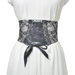 2021 Wide Girdle Women Retro Brand Designer Corset Belt Ladies Lace Printing Wide Belts Luxury Ladies High Waist Slimming Corset