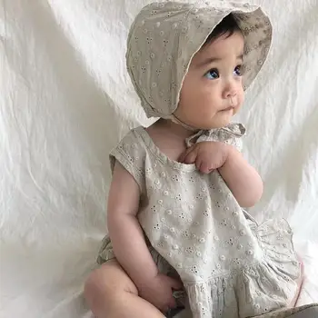 

5022 Infant Baby Clothing Set Embroidery Three Color Vest Shorts Hat Three Piece Set Baby Girl 3 Pieces Suit Birthday Clothes