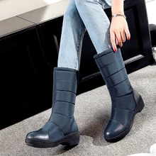 Зимние сапоги до середины икры; женские теплые водонепроницаемые зимние сапоги; женские резиновые сапоги; бархатная нескользящая обувь для женщин; Большой размер 12