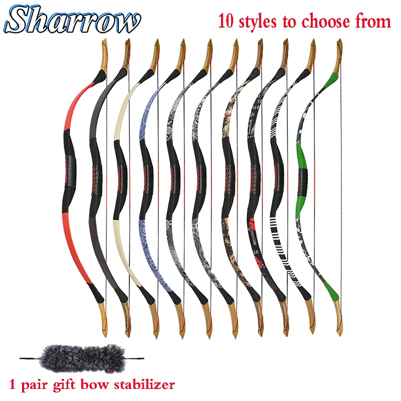 

Archery 25~55lbsTraditional Hunting 50-55" Recurve Bow Shooting Slingshot Sheepskin Wrapped High Quality Wood Production Longbow