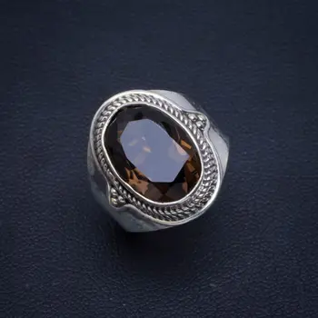

Natural Smoky Quartz Handmade Unique 925 Sterling Silver Ring 6 B1034