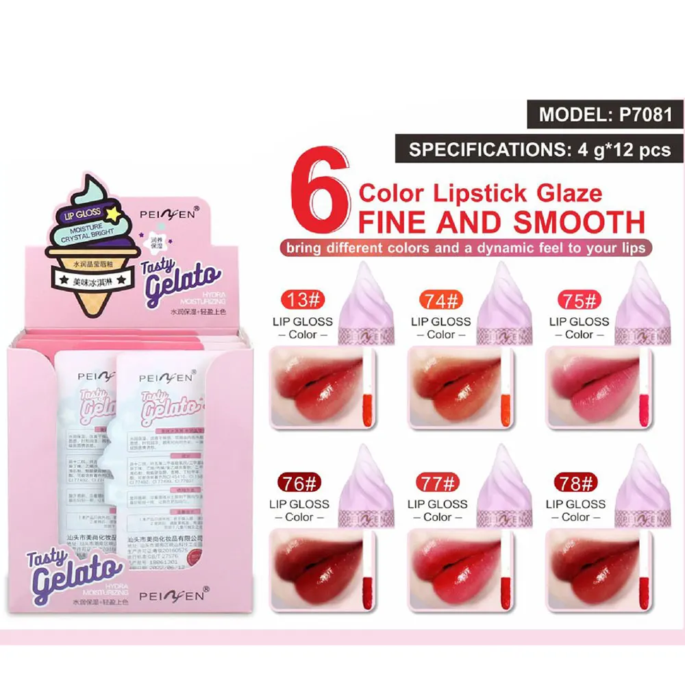 Ice Cream Lip Gloss Waterproof Long Lasting Makeup Liquid Lipstick Lip Tint Makeup Cosmetic Professional Hydrating Moisturizing