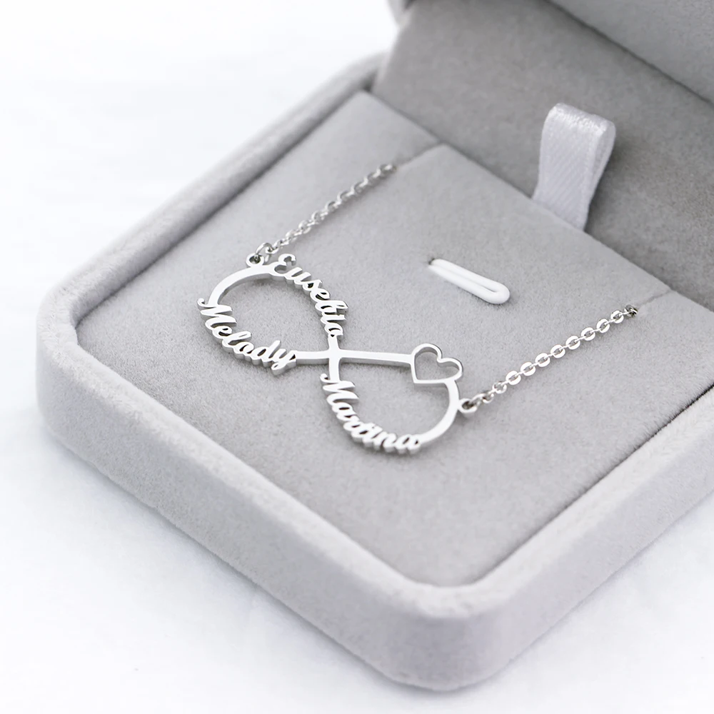 

Fashion 8 Style Shape Custom Name Eternity Personalized Infinity Nameplate Necklace Friendship Stainless Steel Best Friend Gift
