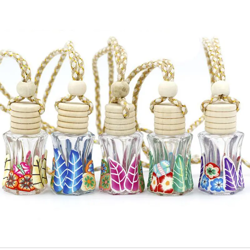 Essential Oil Necklace DIY Wooden Cap Hanging Decoration Floral Pattern  Polymer Clay Aromatherapy Bottle Pendant for Home - AliExpress
