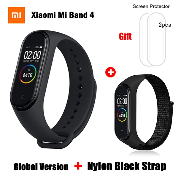 Xiaomi mi Band 4 глобальная Версия смарт-браслет Xiao mi Band 4 пульсометр фитнес цветной экран 50 м водонепроницаемый - Цвет: GB add Nylon 1