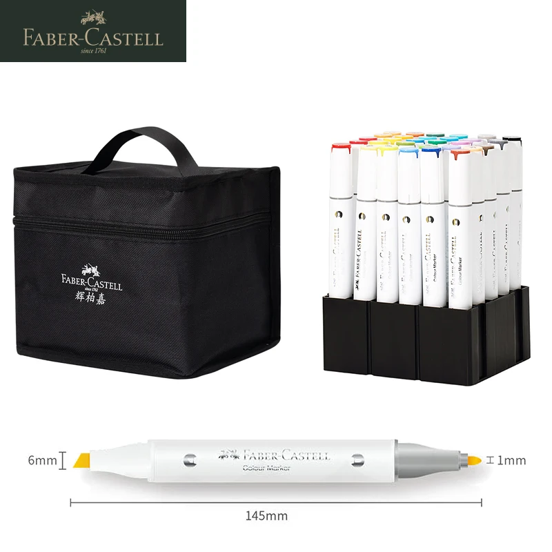 

Faber Castel Premier Alcohol-Based Dual Tip Art Markers 30/60/80 Colors Fine and Chisel Tip With Pen Stand For Artists Drawing