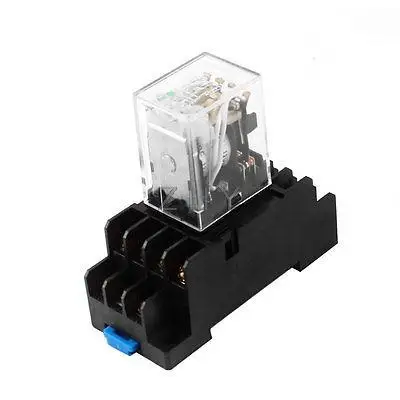 

DC12V Coil 4PDT 4NO 4NC 14 Pin Green LED General Purpose Power Relay w Base