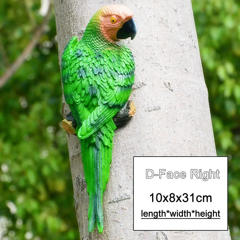 Green-Right Смола попугай статуя настенный DIY открытый сад дерево украшение скульптура животных для дома и офиса садовый декор, украшение - Цвет: Green-Right