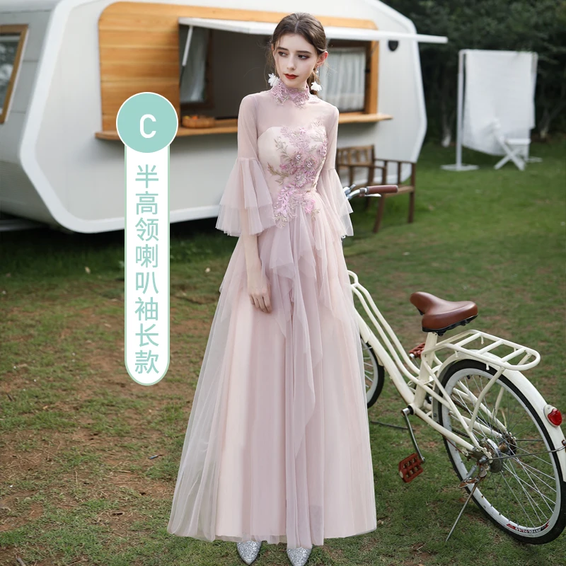 Pink D 140CM Новинка; длинное платье подружки невесты для девушек; праздничное платье; - Цвет: Pink D 140CM