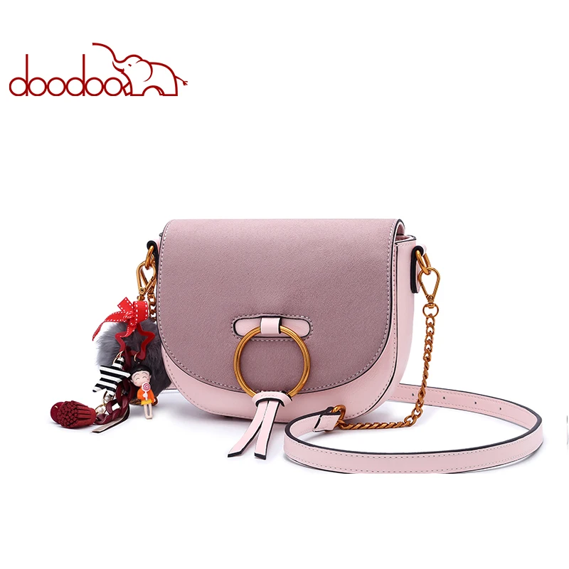 

DOODOO Women Shoulder Bags Ladies Solid Messenger Bag Female Small Chain Artificial Leather Small Saddle Crossbody Bag New Purse