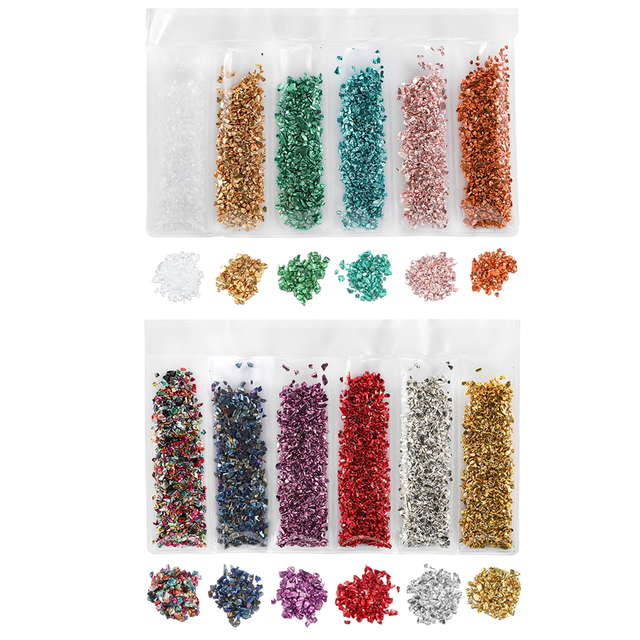 Color Broken Glass Stones Crystal UV Epoxy Resin Filler for DIY Crafts Nail Art Decorations Jewelry Making Mold Fillings