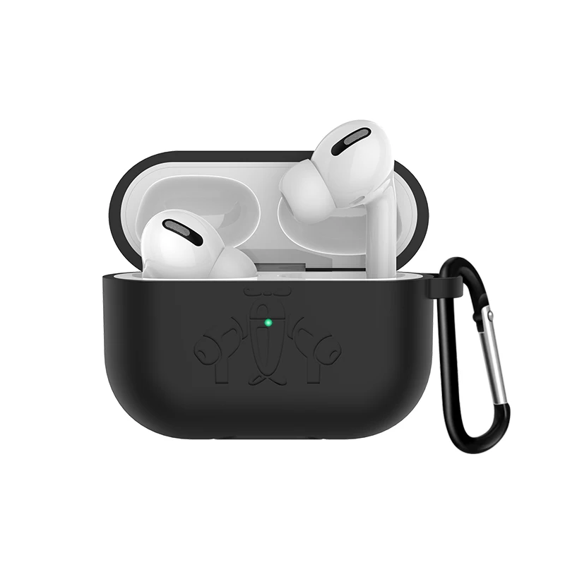 GOOJODOQ для Airpods Pro Чехол Премиум силиконовый чехол Защитный чехол для Airpods Pro/Airpods 3 с светодиодный брелок - Цвет: Black