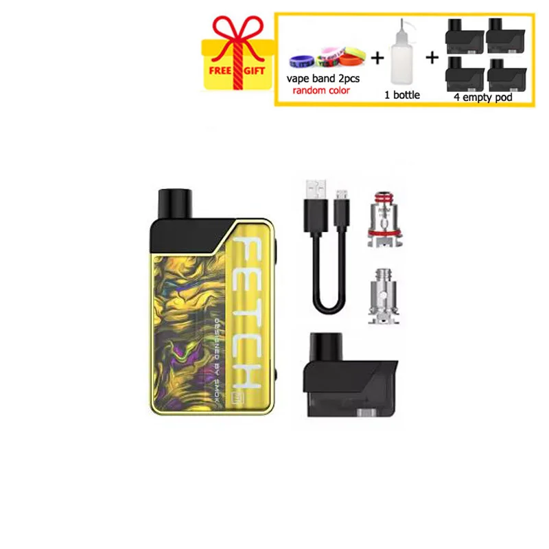 Fluid Gold SMOK Fetch Mini Pod Vape Kit 3,7 мл Catridge 1200 мАч батарея электронная сигарета с об/мин сетки тройной катушки VS RPM40 испаритель - Цвет: Fluid Gold