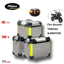 V5-7 Motorcycle Aluminum Box with LED Winker 45L Dual 39L Panniers Top Case Side Pannier For Benelli TRK502 QJMOTOR Scooter Rear