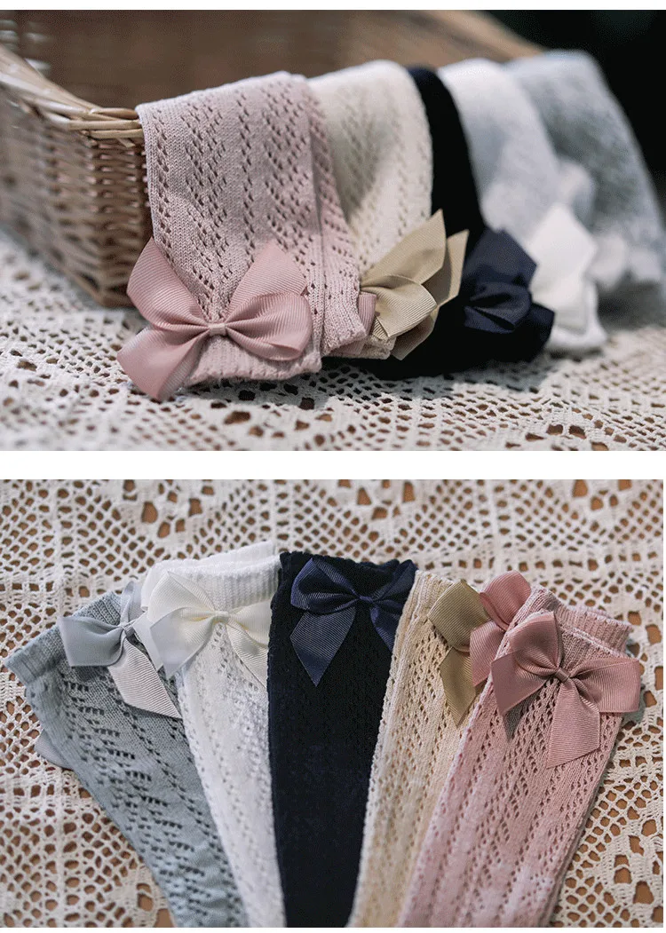 New Summer Baby Socks With Bow Toddlers Girls Long Knee High Sock Soft Cotton Hollow Out Kids Mesh Princess Socks For 0-5Years New Summer Baby Socks With Bow Toddlers Girls Long Knee High Sock Soft Cotton Hollow Out Kids Mesh Princess Socks For 0-5Years
