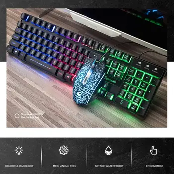 

1Set T11 English Version Button Key Keyboard Rainbow Backlight Mechanical Keypad Mouse for PC Laptop Desktop Gaming Kit