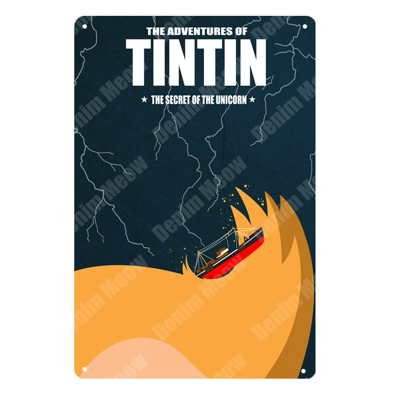 Tintin мультфильм металлическая Оловянная вывеска Альфа арт живопись магазин настенный стикер домашний декор Tintin фильм плакат Бар Винтаж железные тарелки MN120 - Цвет: O