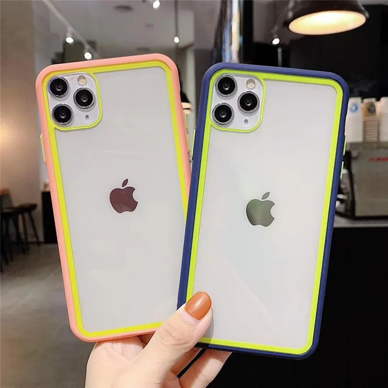 

Moskado Candy Color Phone Case For iPhone 11 Pro Max X XR XS XS Max 7 8 Plus Solid Color Transparent Hard PC Plastic Back Cover
