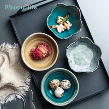 Японский стиль Творческий цветок-образный керамический небольшой вкус тарелки бытовой горячий горшок уксуса соевый соус тарелка овощные блюда
