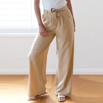 

harem pants women Trousers Fashion Solid Lacing Fold Side Pocket Plus Size Casual Loose Straight Trousers Pants Femme pantalon