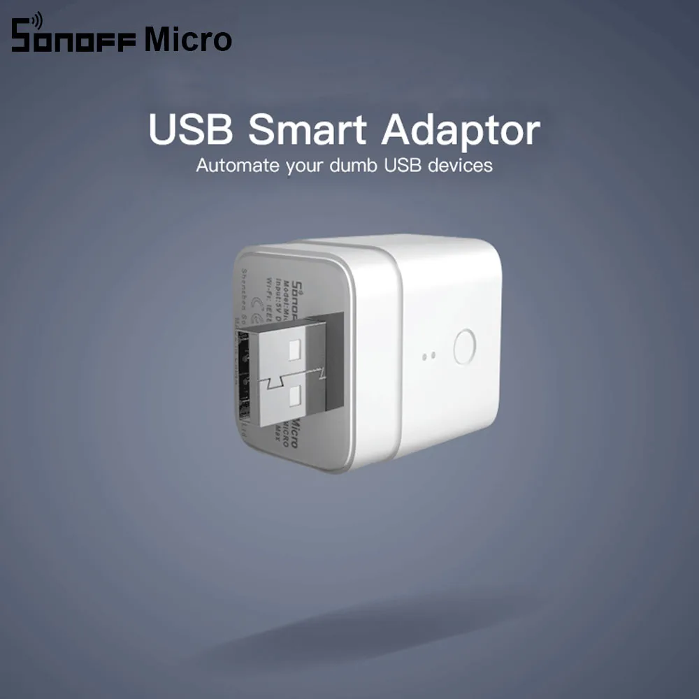 

Itead Sonoff Micro 5V Wireless USB Smart Adaptor Flexible and Portable Make USB Devices eWeLink APP Works With Google Home Alexa