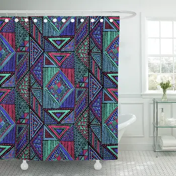 

Geometric Pattern in Aztec Tribal Ethnic Figure Indian Mexican Shower Curtains Waterproof Polyester Fabric 60 x 72 inches Set