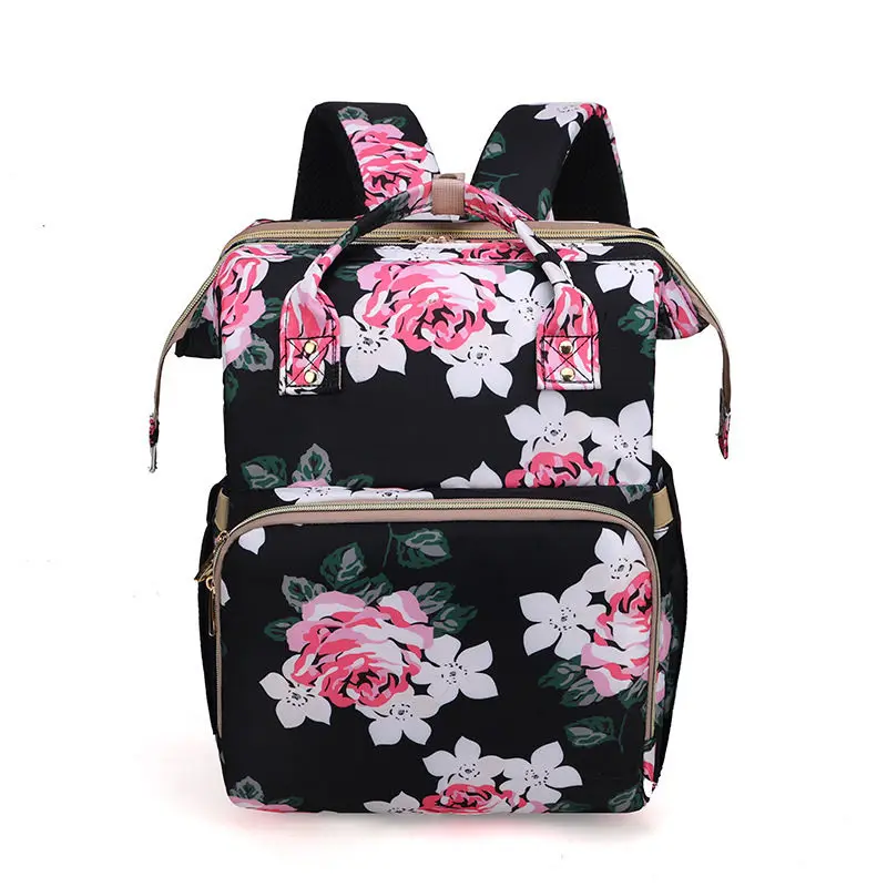 Flower Print Mommy Baby Care Backpacks Women Backpack Large Capacity Mom Outdoor Travel Kids Diaper Bags Casual Stroller Bags 