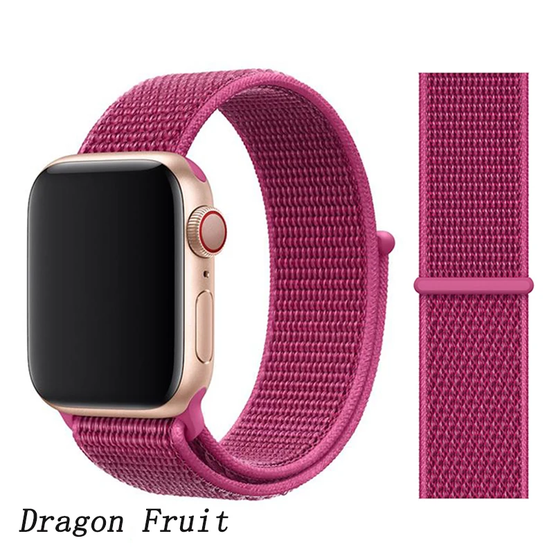 Спортивная петля ремешок apple watch band 42 мм 38 мм apple watch 4 3 band iwatch band 44 мм 40 мм correa pulseira 42 44 нейлоновый ремешок для часов - Цвет ремешка: Dragon Fruit N1