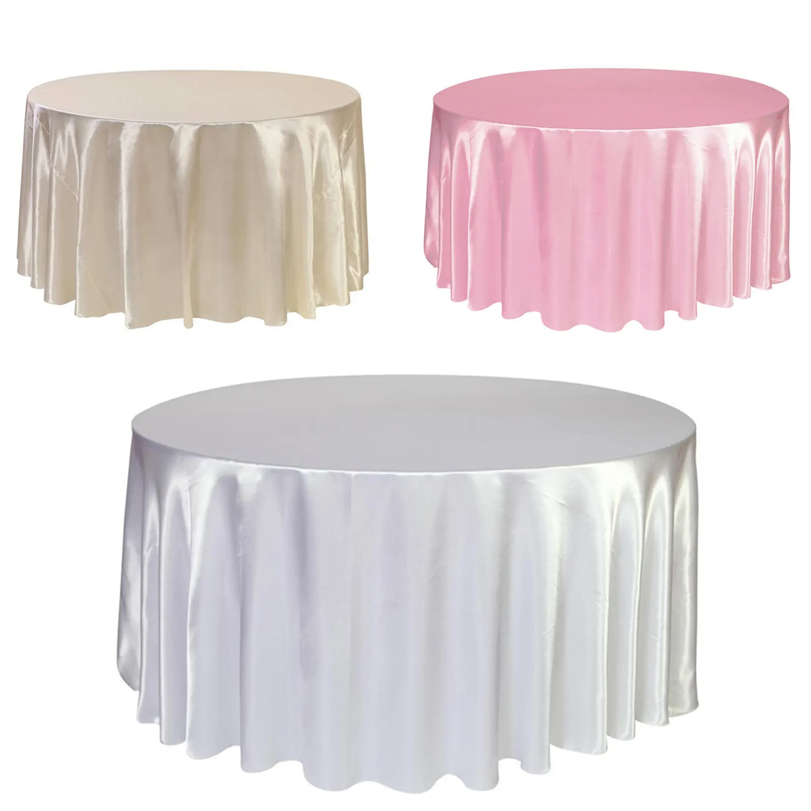 

1pcs Satin Tablecloth 57''90''120'' White Black Solid Color For Wedding Birthday Party Table Cover Round Table Cloth Home Decor