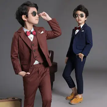 

3Pcs Baby Boy Clothes Suit Boys Birthday Clothing Set Teenagers Gentleman Outfits Kids Wedding Suits Children Vest Blazer Pants