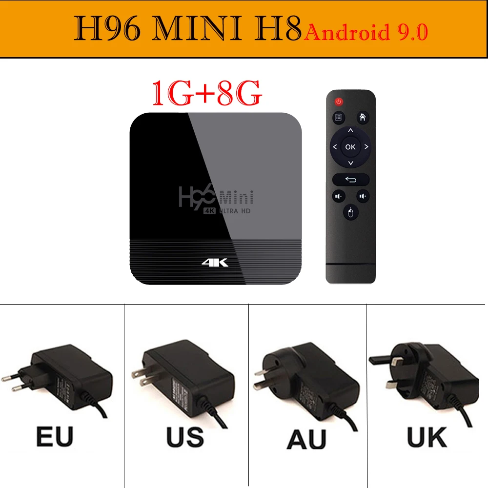 Android 9,0 H96 мини H8 беспроводной IPTV Box H.265 4K телеприставка Rockchip 3228A 2 Гб ram 16 Гб Google голосовой помощник Youtube - Цвет: 1G 8G
