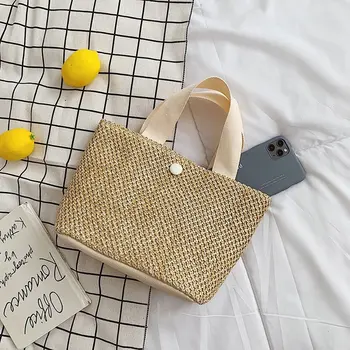 

Light Women Handbag Summer Beach Bag Rattan Woven Handmade Knitted Straw Totes Women Weave Bohemia New 2020 Top-Handle Bags