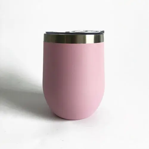 12 унций нержавеющая сталь Stemless бокалы для вина с вакуумной изоляцией чашки для напитков - Цвет: Розовый