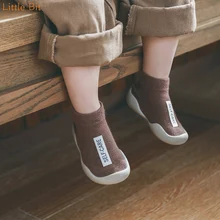 Chaussures unisexes pour bébés, semelle en caoutchouc souple, chaussons en tricot antidérapants, premiers pas pour bébés filles