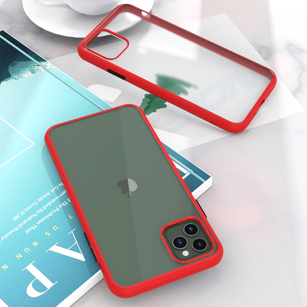 KEYSION противоударный чехол для iPhone 11 Pro 11 Pro Max Модный Прозрачный матовый чехол для задней панели телефона для Apple iPhone 11 11 Pro Max - Цвет: Красный